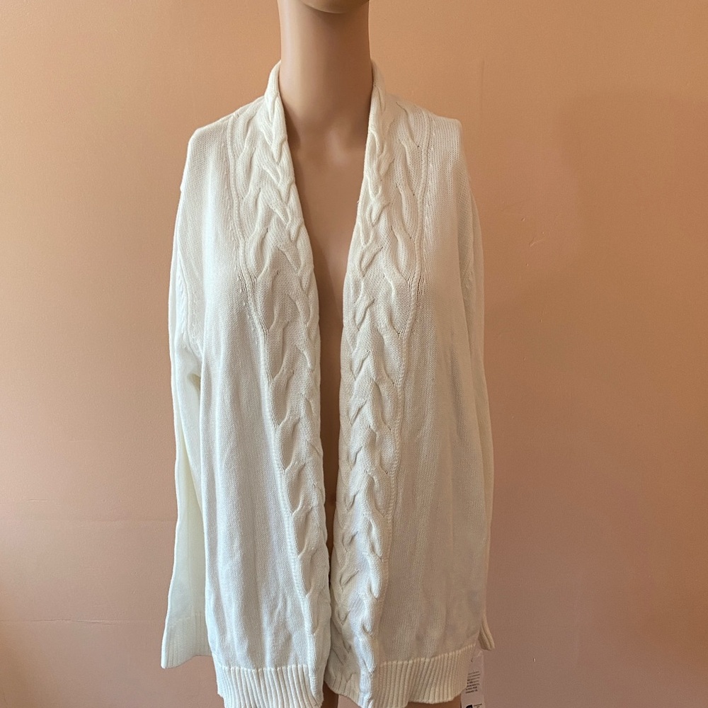 Cozy White Cable Knit Cardigan